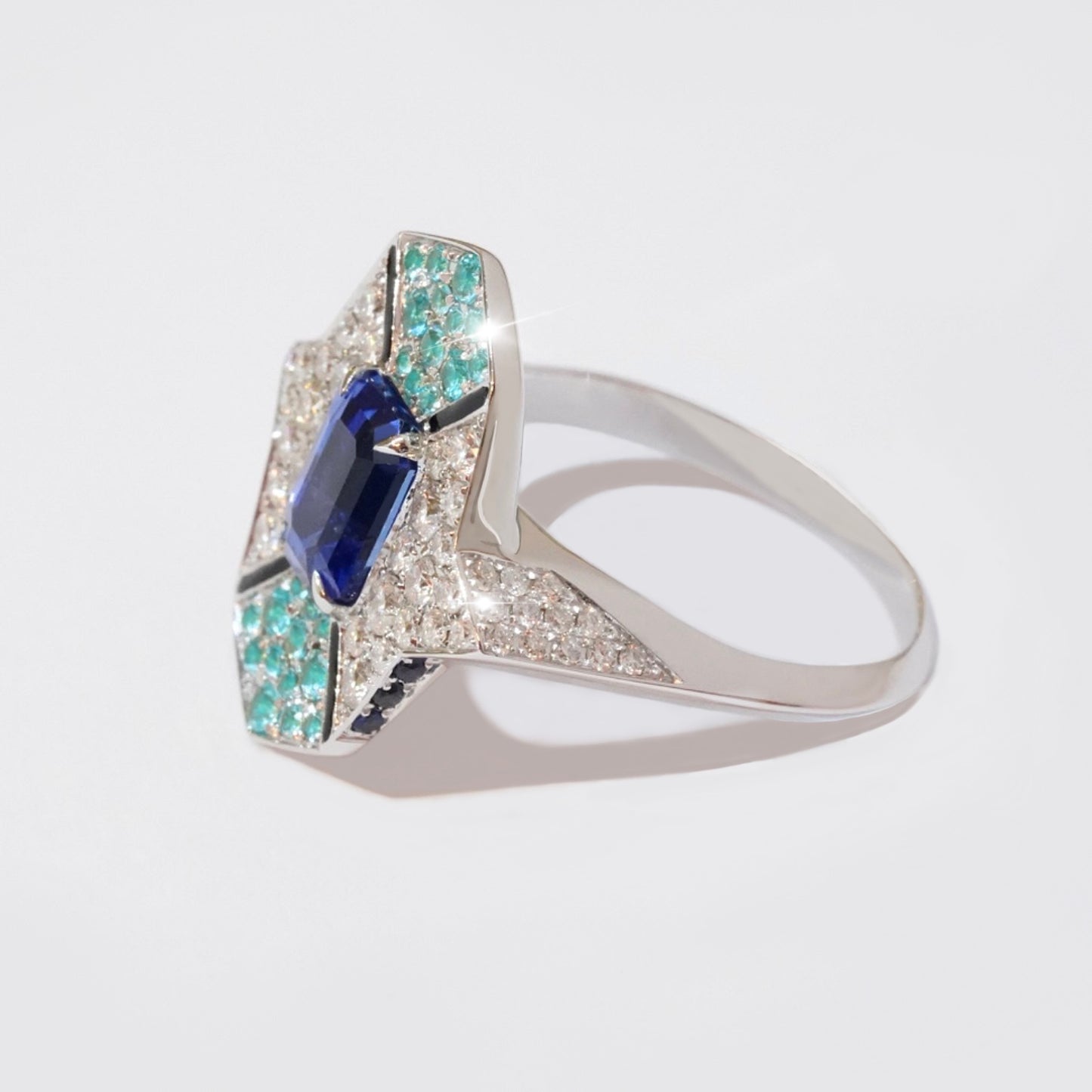 Blue Sapphire & Paraiba Ring