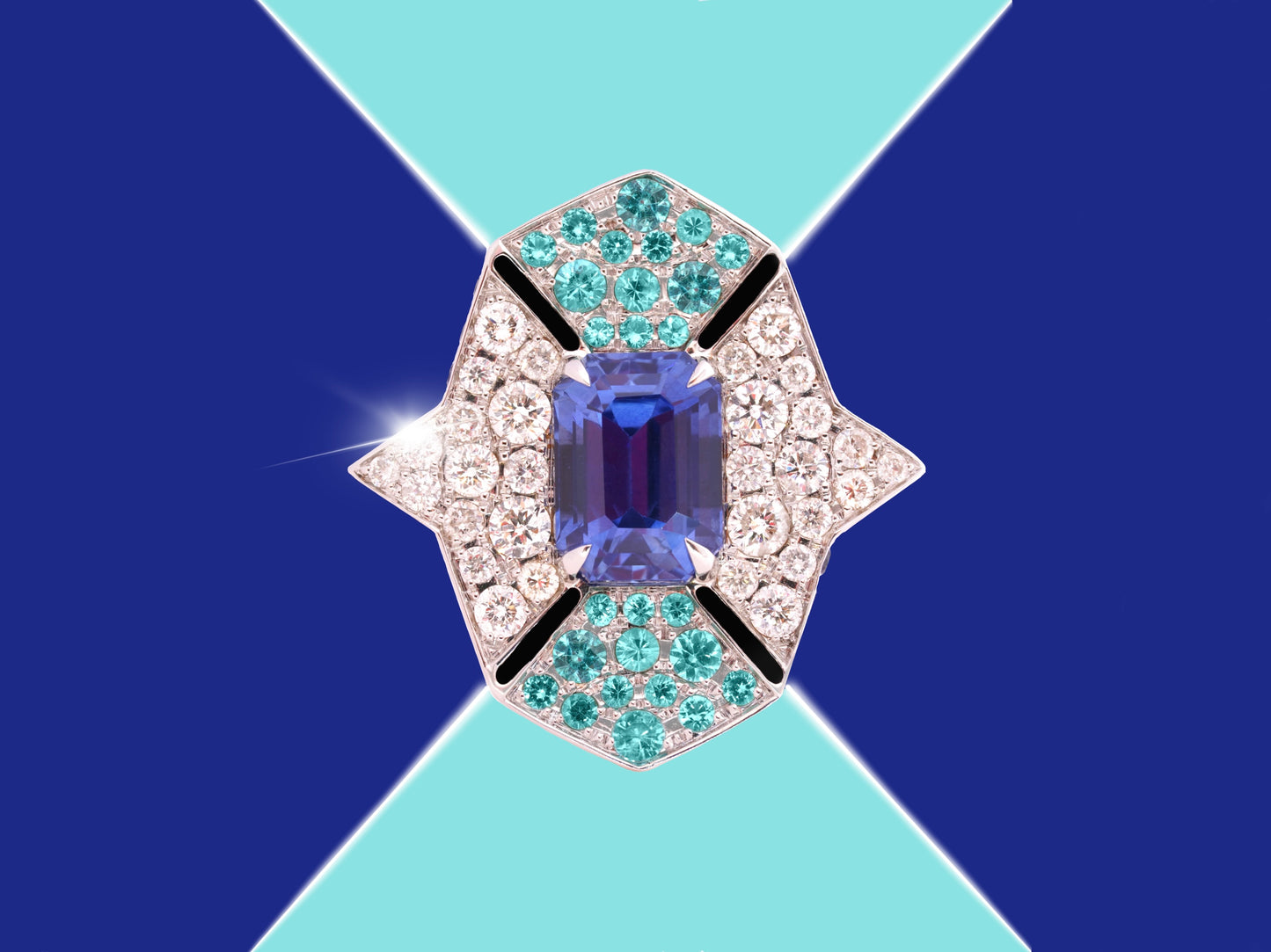 Blue Sapphire & Paraiba Ring